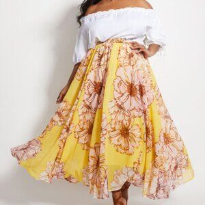 4X- Floral Flare Maxi Skirt